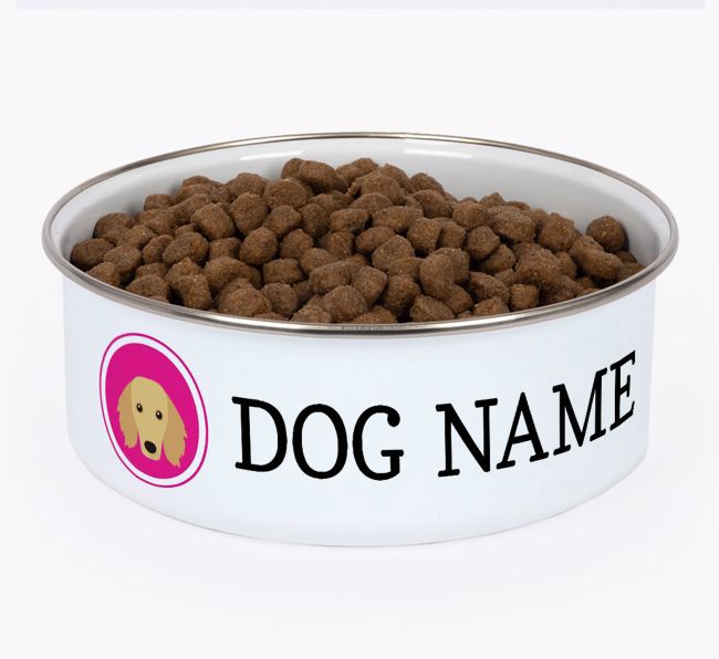 Name and Icon: Personalized {breedFullName} Enamel Dog Bowl